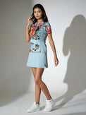 ELLE Short Sleeve Tennis Polo in Viridian Floral Print - InPhorm Designer Tennis Wear - 4