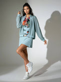 ELLE Short Sleeve Tennis Polo in Viridian Floral Print - InPhorm Designer Tennis Wear - 8