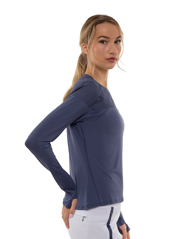 Eva Long Sleeve Crew Neck Tops - inPhorm NYCSHADOW BLUE