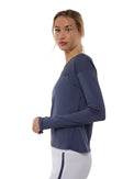 Eva Long Sleeve Crew Neck Tops - inPhorm NYCSHADOW BLUE