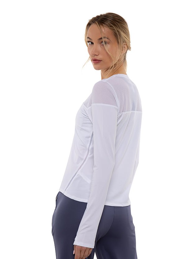 Eva Long Sleeve Crew Neck Tops - inPhorm NYCWhite