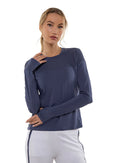 Eva Long Sleeve Crew Neck Tops - inPhorm NYCSHADOW BLUE
