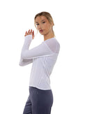 Eva Long Sleeve Crew Neck Tops - inPhorm NYCWhite