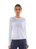 Eva Long Sleeve Crew Neck Tops - inPhorm NYCWhite