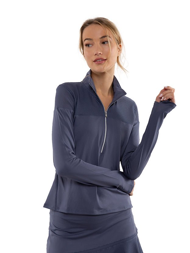 EVA PERFORMANCE HALF ZIP Tops - inPhorm NYCSHADOW BLUE