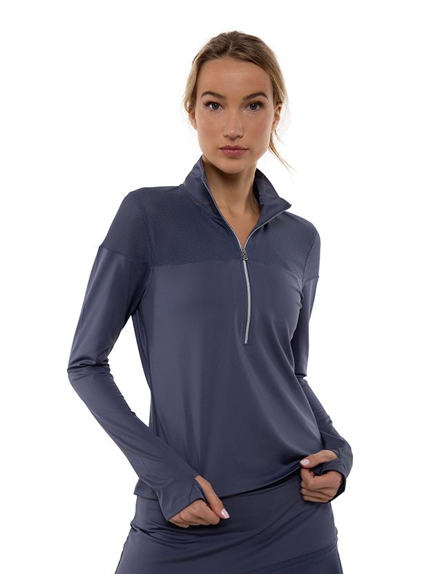 EVA PERFORMANCE HALF ZIP Tops - inPhorm NYCSHADOW BLUE