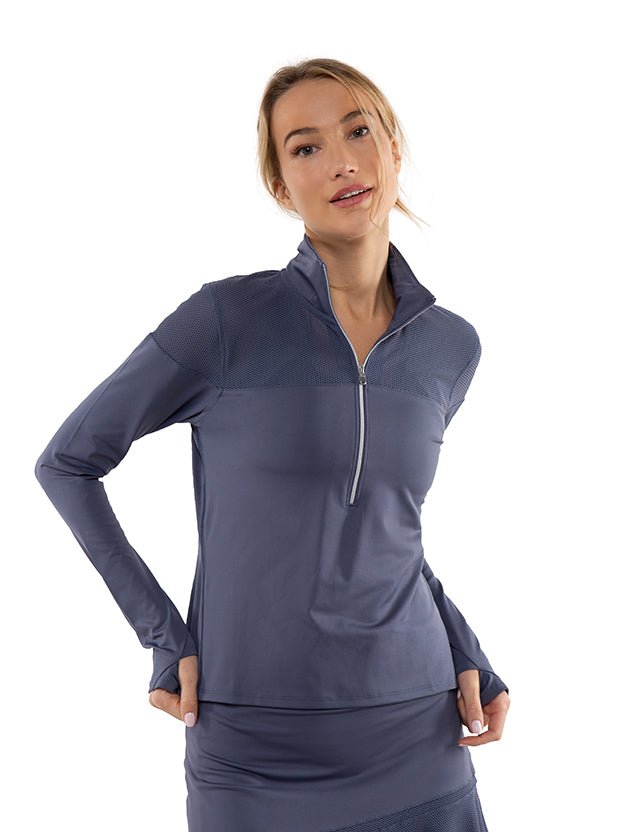 EVA PERFORMANCE HALF ZIP Tops - inPhorm NYCSHADOW BLUE