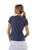 Eva Short Sleeve Crew Neck Tops - inPhorm NYCSHADOW BLUE