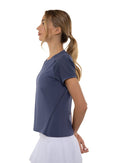 Eva Short Sleeve Crew Neck Tops - inPhorm NYCSHADOW BLUE
