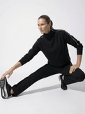 Funnel Neck Athleisure Sweat Shirt With Shoulder Zipper And UV Protection Tops - inPhorm NYCBlack