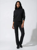 Funnel Neck Athleisure Sweat Shirt With Shoulder Zipper And UV Protection Tops - inPhorm NYCBlack
