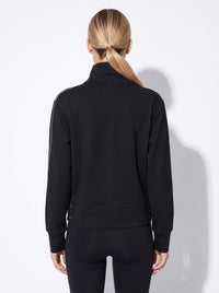 Funnel Neck Athleisure Sweat Shirt With Shoulder Zipper And UV Protection Tops- inPhorm NYCBlack