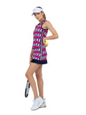Geo Print Audrey Performance Tank Tops - inPhorm NYCGeo Print/Ink/Silver Sand