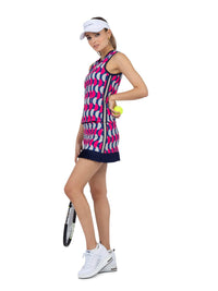 Geo Print Audrey Performance Tank Tops - inPhorm NYCGeo Print/Ink/Silver Sand