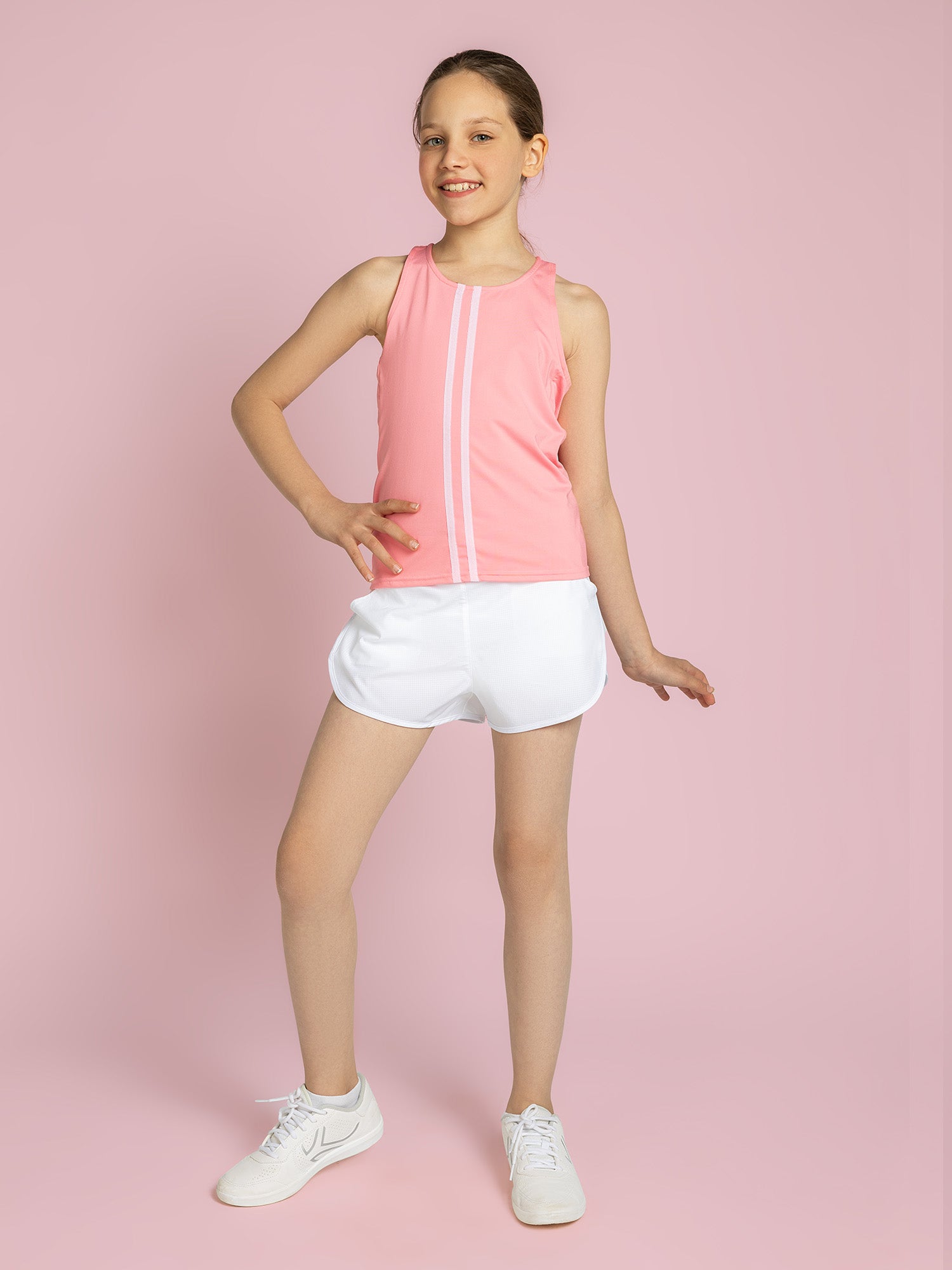 mammal SHORT JERSEY PANTS(ホワイト×パープル) Girls Activewear Double Layer Shorts in White