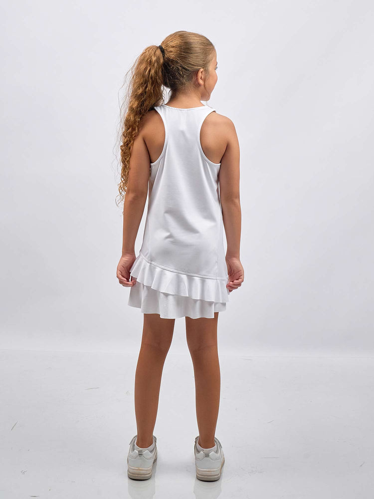 Girl's Ella Performance Tennis & Pickleball Dress | inPhorm Kids - inPhorm NYCWHITE/ORCHID