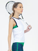 Harper Performance Tank - White/Ivy Combo Tops - inPhorm NYCWhite/Ivy Combo