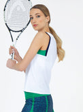 Harper Performance Tank - White/Ivy Combo Tops - inPhorm NYCWhite/Ivy Combo