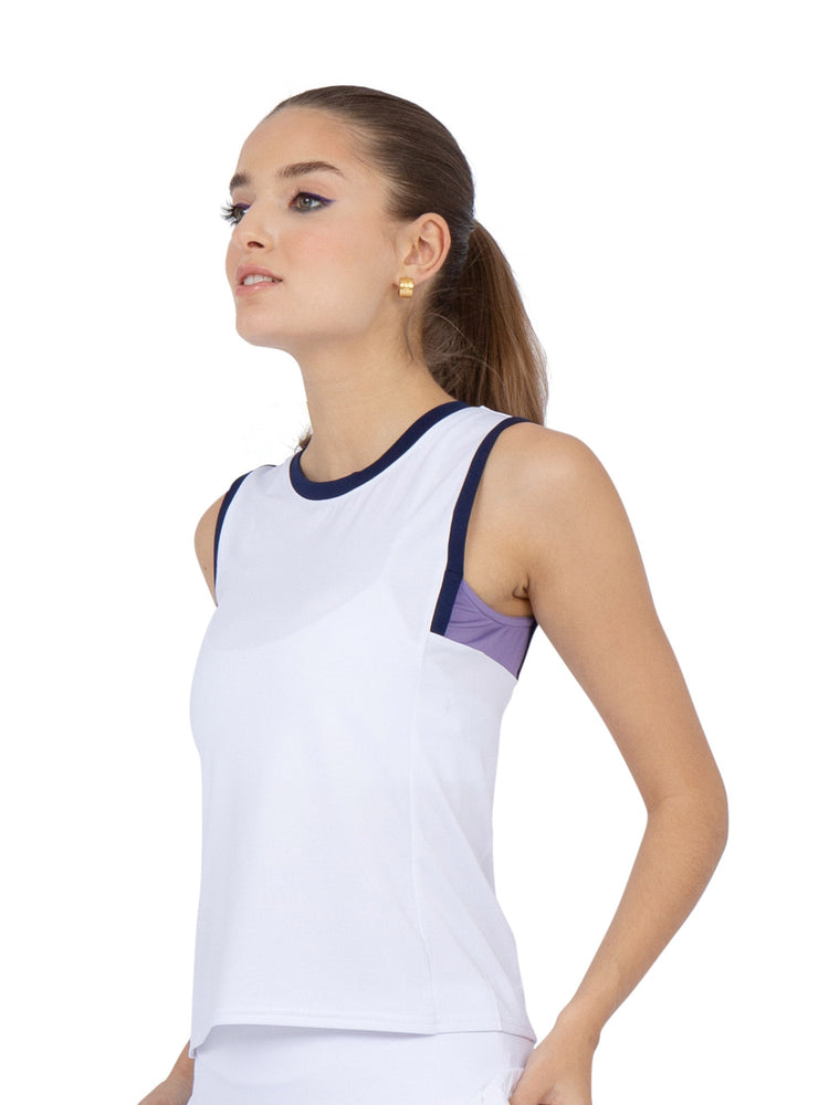 Harper Performance Tank - White/Lavender Combo Tops - inPhorm NYCWhite/Lavender Combo