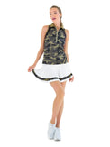 Harper Pleated 13 1/2" Skirt - White/Camo - inPhorm NYCWhite/Camo