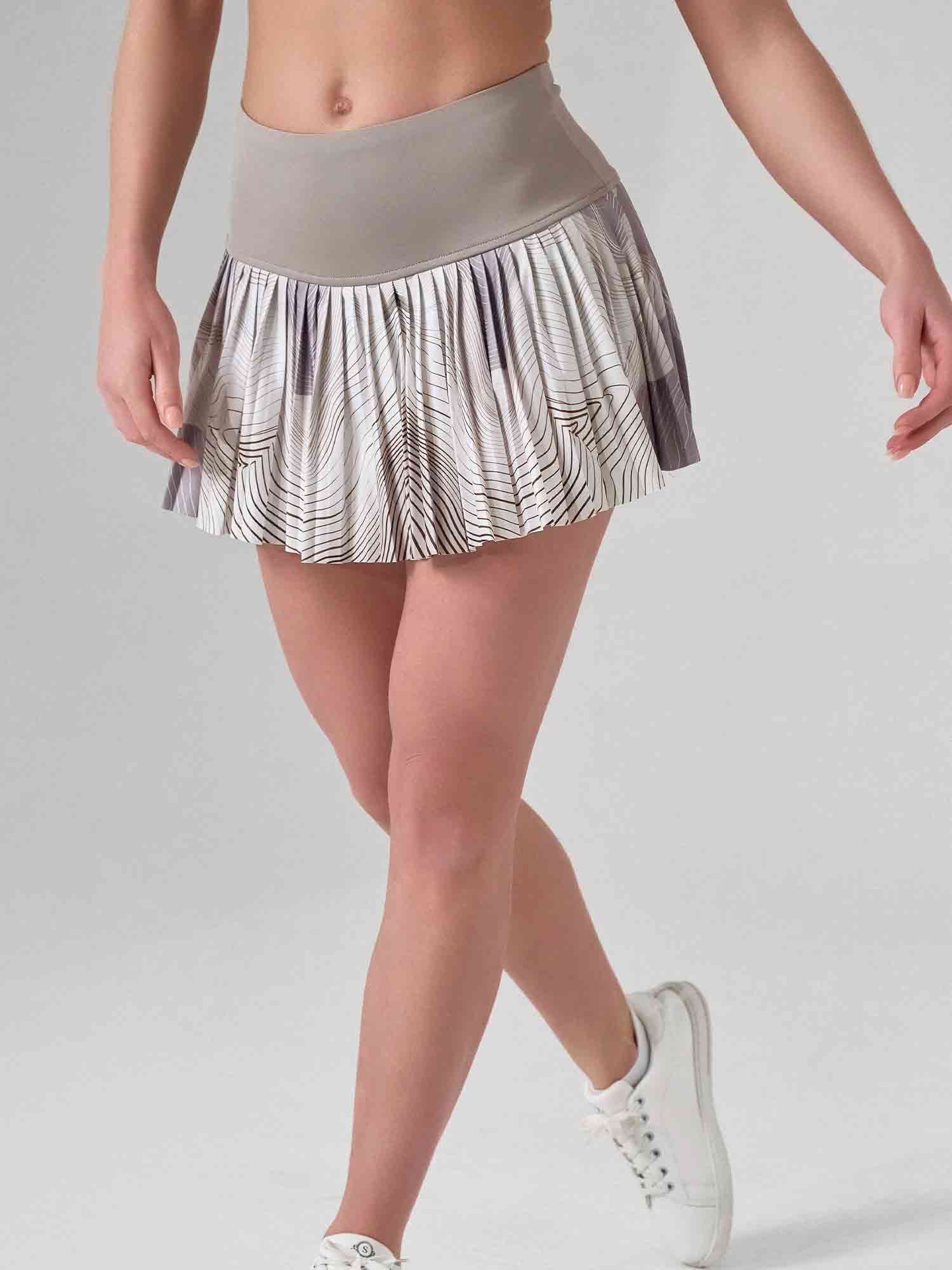 HARPER PLEATED SKIRT | Latte Print Tennis & Pickleball Performance Skirt with Pockets - inPhorm NYCLATTE PRINT
