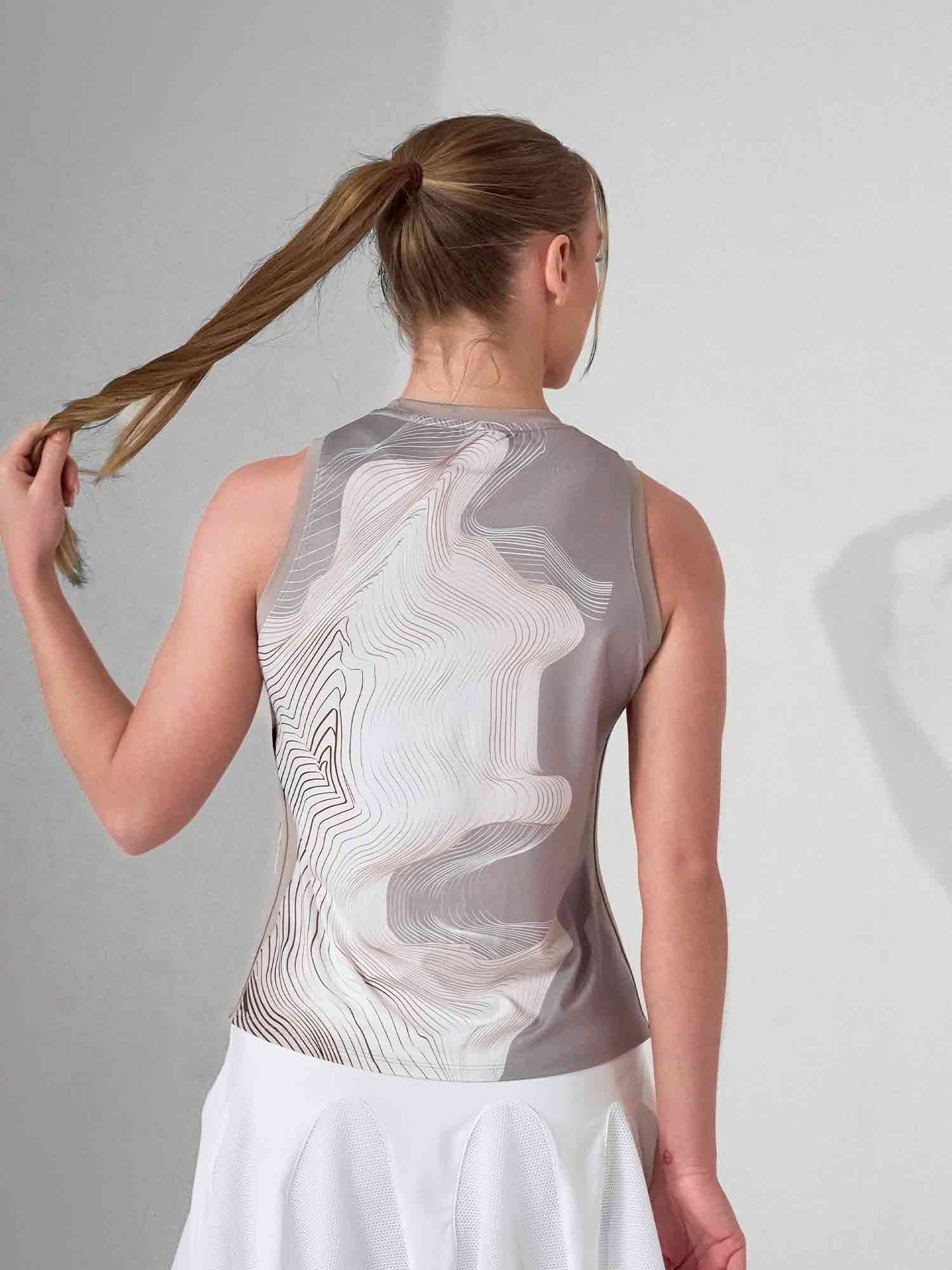 LATTE PRINT AUDREY PERFORMANCE TANK | Eco - Friendly Athletic Top with Original Print Tops - inPhorm NYCLATTE PRINT