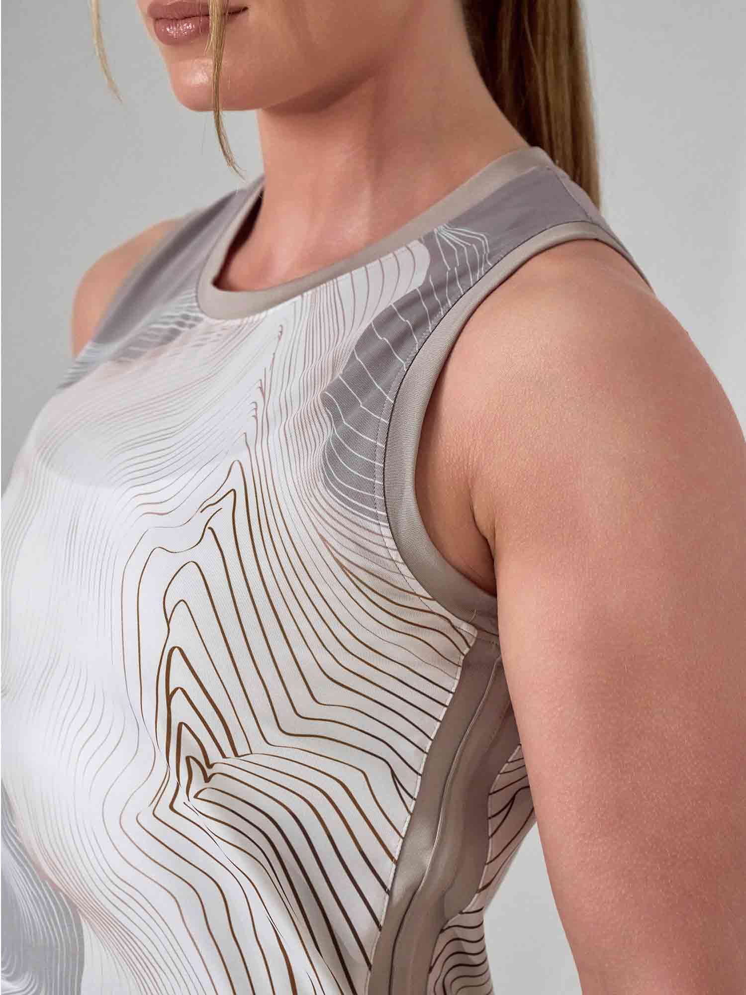 LATTE PRINT AUDREY PERFORMANCE TANK | Eco - Friendly Athletic Top with Original Print Tops - inPhorm NYCLATTE PRINT