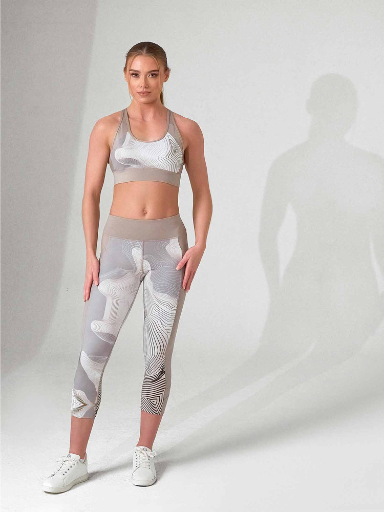 LATTE PRINT ELLE CAPRI | Performance Compression Leggings with Pockets - inPhorm NYCLATTE PRINT