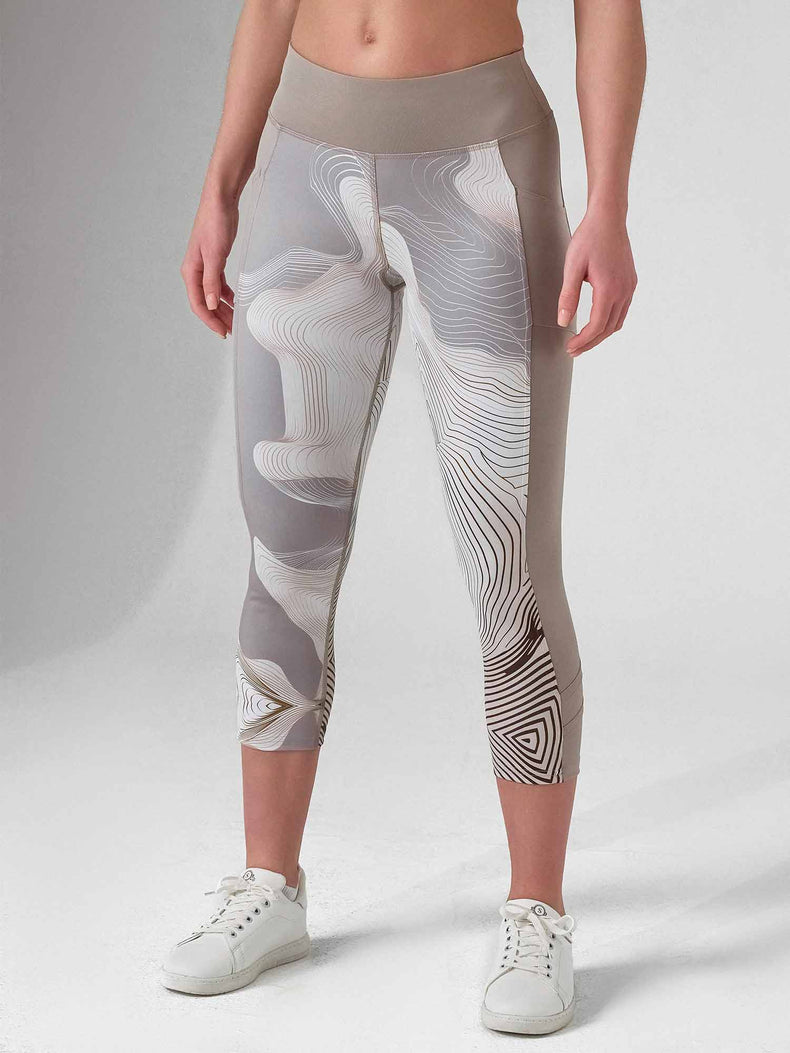 LATTE PRINT ELLE CAPRI | Performance Compression Leggings with Pockets - inPhorm NYCLATTE PRINT