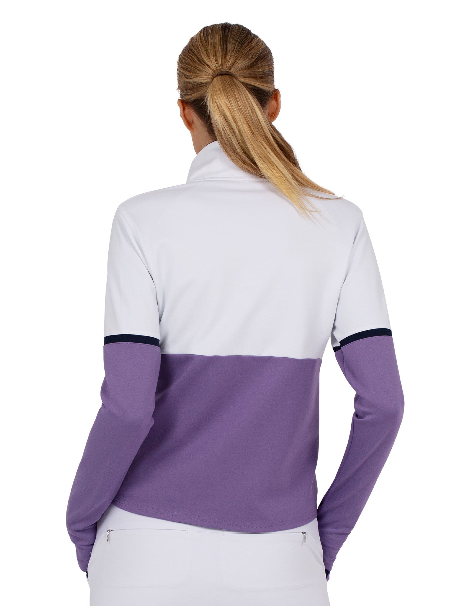 Logan Performance Long Sleeve Half Zip - White/Lavendar Combo Jackets & Outerwear - inPhorm NYCWhite/Lavender Combo