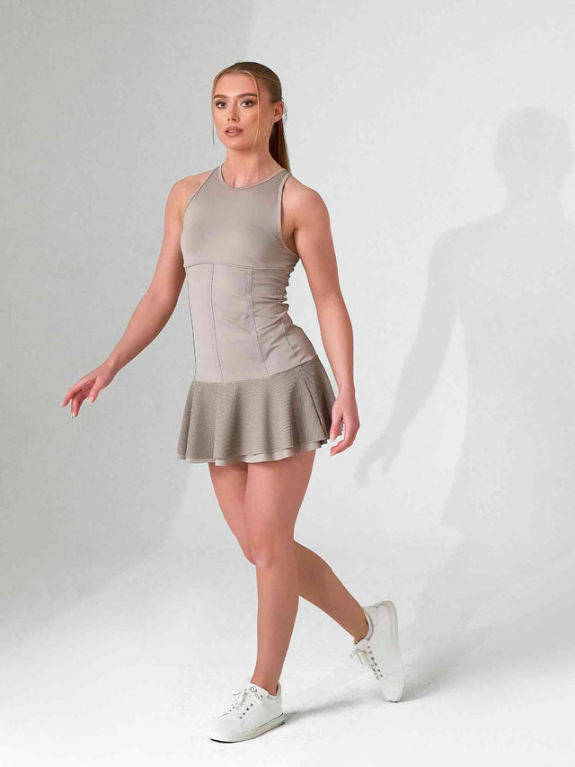 MAI DRESS | Performance Tennis & Pickleball Dress with Mesh Flounce - inPhorm NYCLATTE