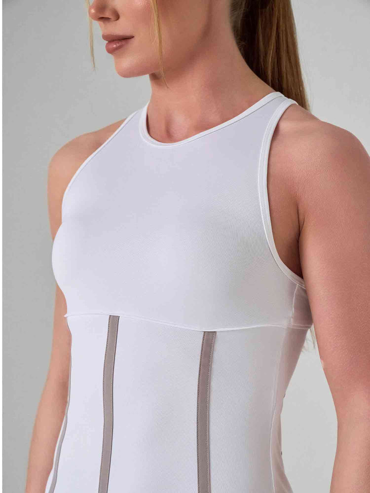 MAI DRESS | Performance Tennis & Pickleball Dress with Mesh Flounce - inPhorm NYCWHITE/LATTE