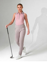 MAI Sleeveless Polo | Fitted Athletic Tank with Racer Back | First Position Collection Tops - inPhorm NYCDUSTY PINK/LATTE