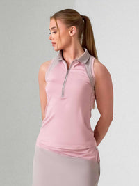 MAI Sleeveless Polo | Fitted Athletic Tank with Racer Back | First Position Collection Tops - inPhorm NYCDUSTY PINK/LATTE