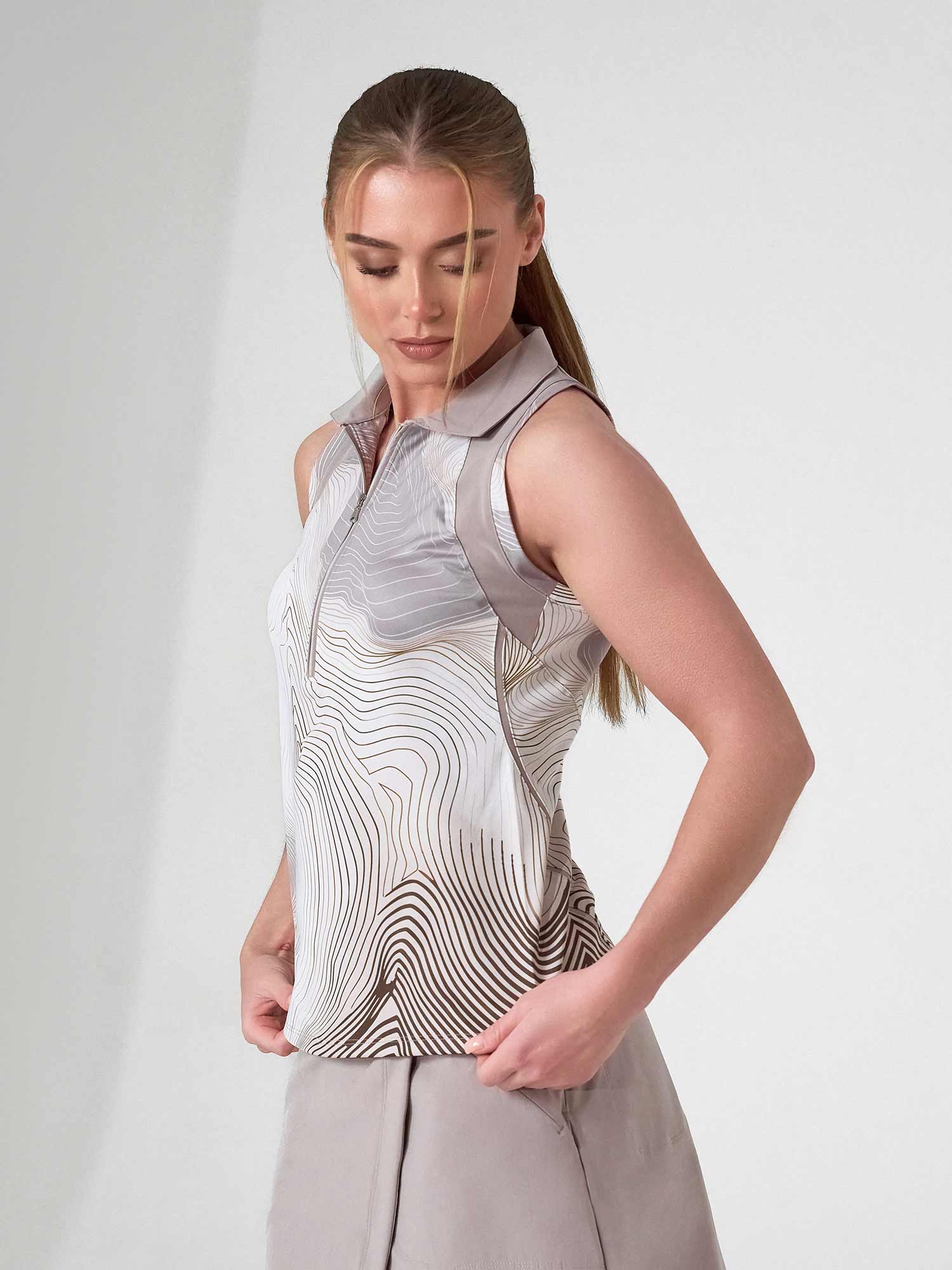MAI Sleeveless Polo | Fitted Athletic Tank with Racer Back | First Position Collection Tops - inPhorm NYCLATTE PRINT