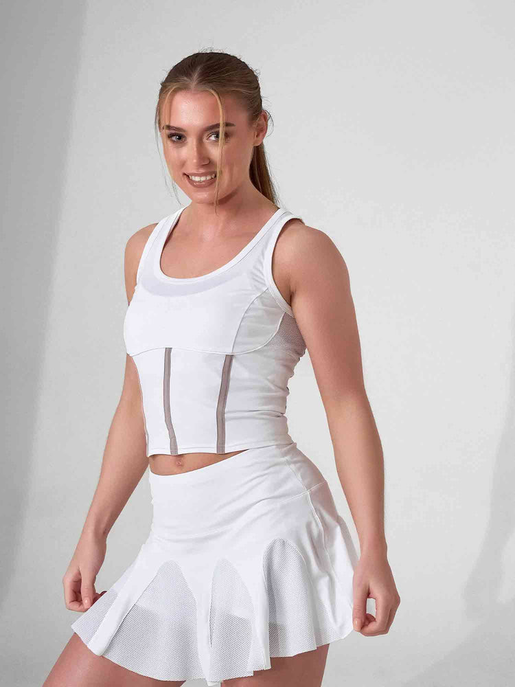 MAI TANK | Recycled Performance Crop Top with Mesh Back Tops - inPhorm NYCWHITE/LATTE