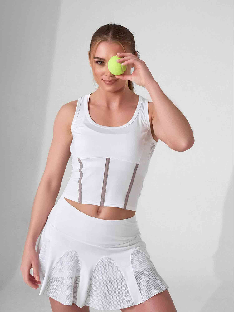 MAI TANK | Recycled Performance Crop Top with Mesh Back Tops - inPhorm NYCWHITE/LATTE
