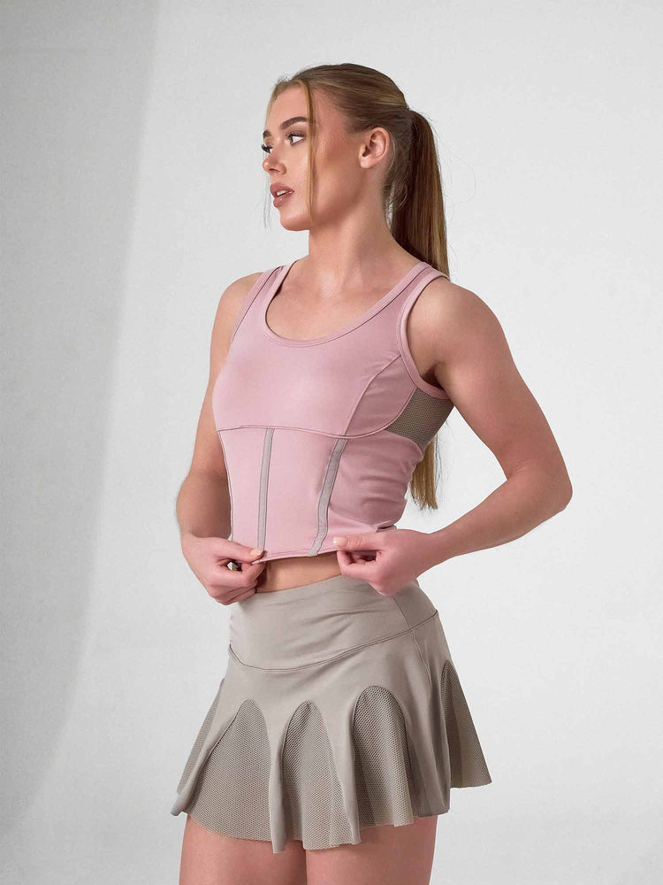 MAI TANK | Recycled Performance Crop Top with Mesh Back Tops - inPhorm NYCDUSTY PINK/LATTE