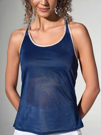 Matchpoint Tennis, Pickleball & Active Draped Back Tank - Ink Tops - inPhorm NYCInk/Silver Sand