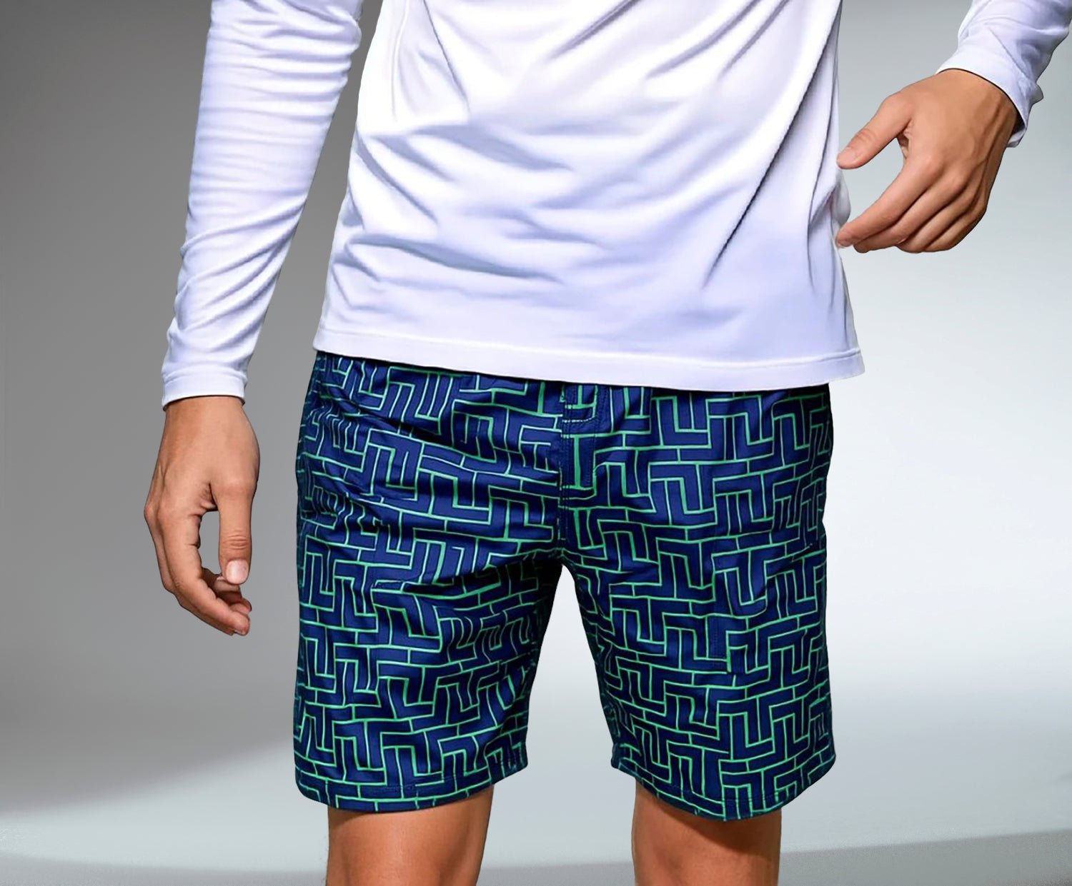 inPhorm NYC Men's Ink/Tessel Spin Shorts with UV Protection