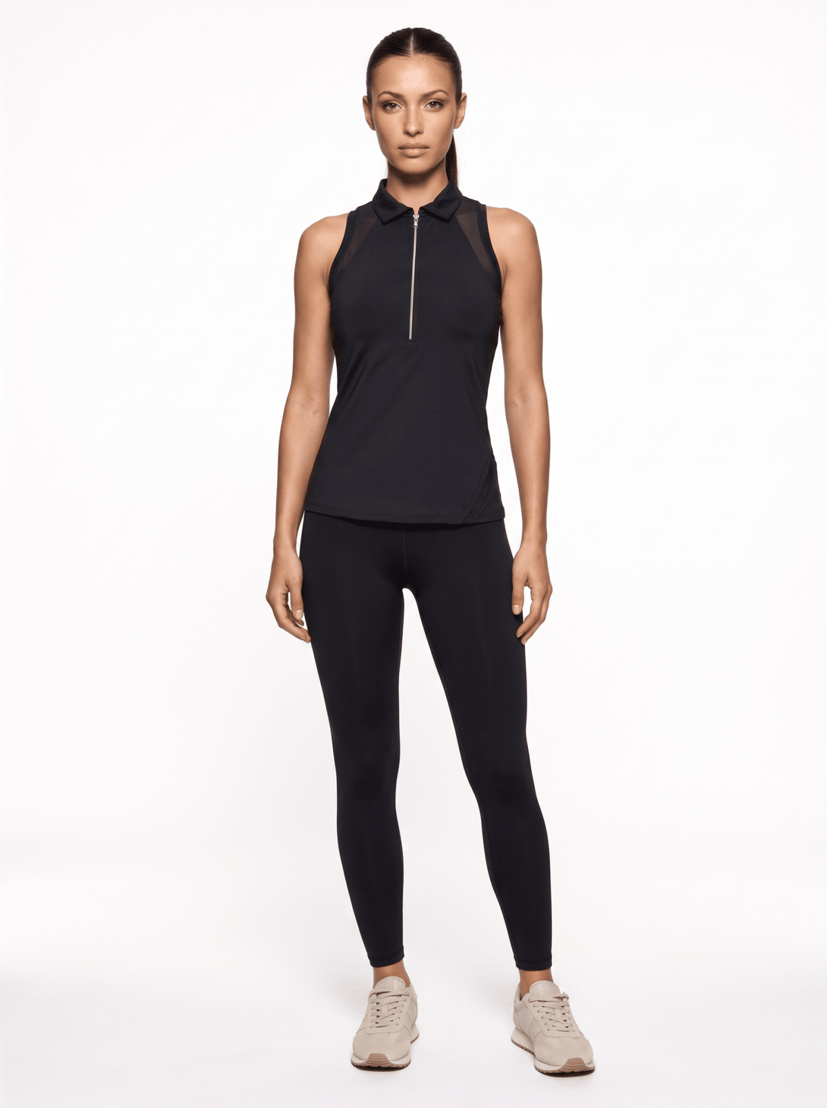 Neisha Classic Sleeveless Polo Tops- inPhorm NYCBlack