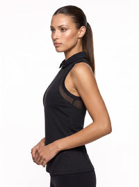 Neisha Classic Sleeveless Polo Tops- inPhorm NYCBlack