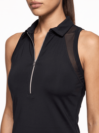 Neisha Classic Sleeveless Polo Tops- inPhorm NYCBlack