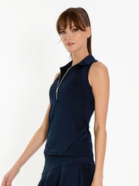 Neisha Classic Sleeveless Polo Tops - inPhorm NYCMidnight