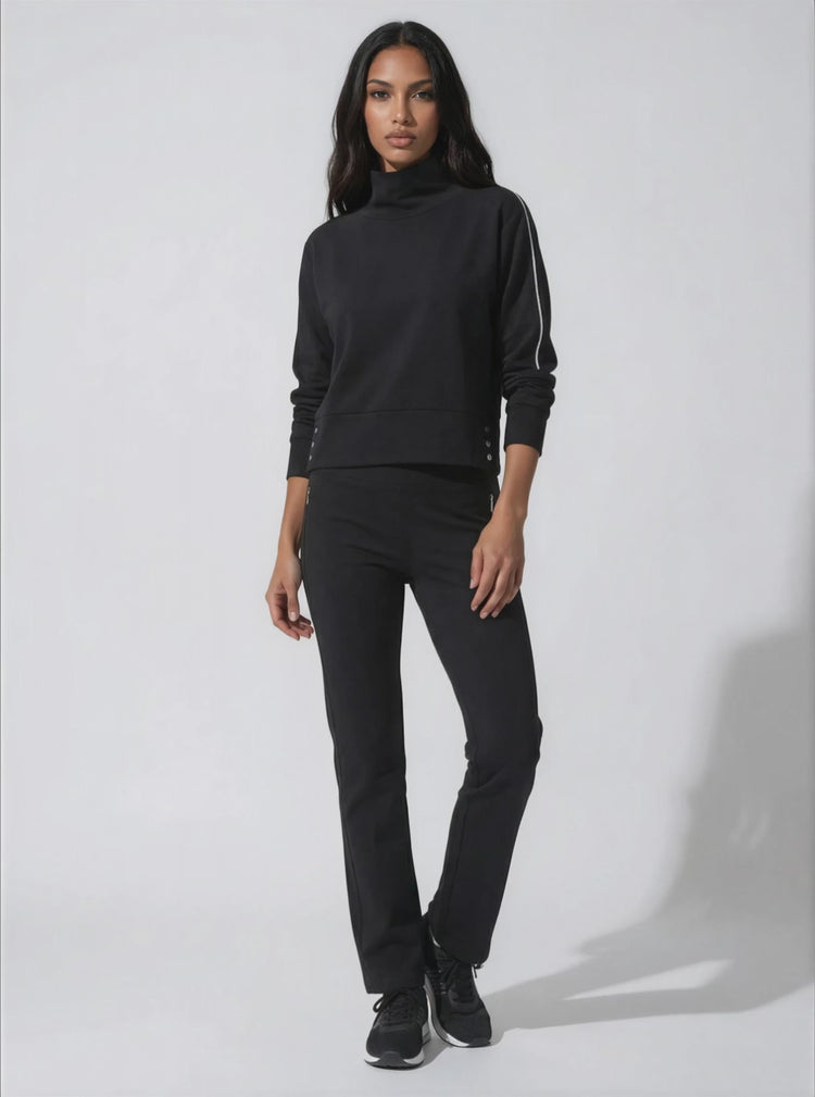 Funnel Neck Athleisure Sweat Shirt With Shoulder Zipper And UV Protection