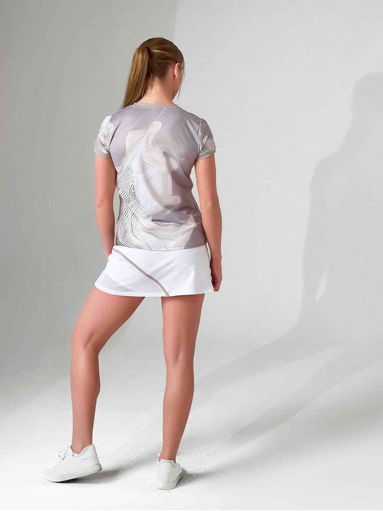SUSTAINABLE HARPER SHORT SLEEVE CREW NECK - LATTE PRINT Tops - inPhorm NYCLATTE PRINT