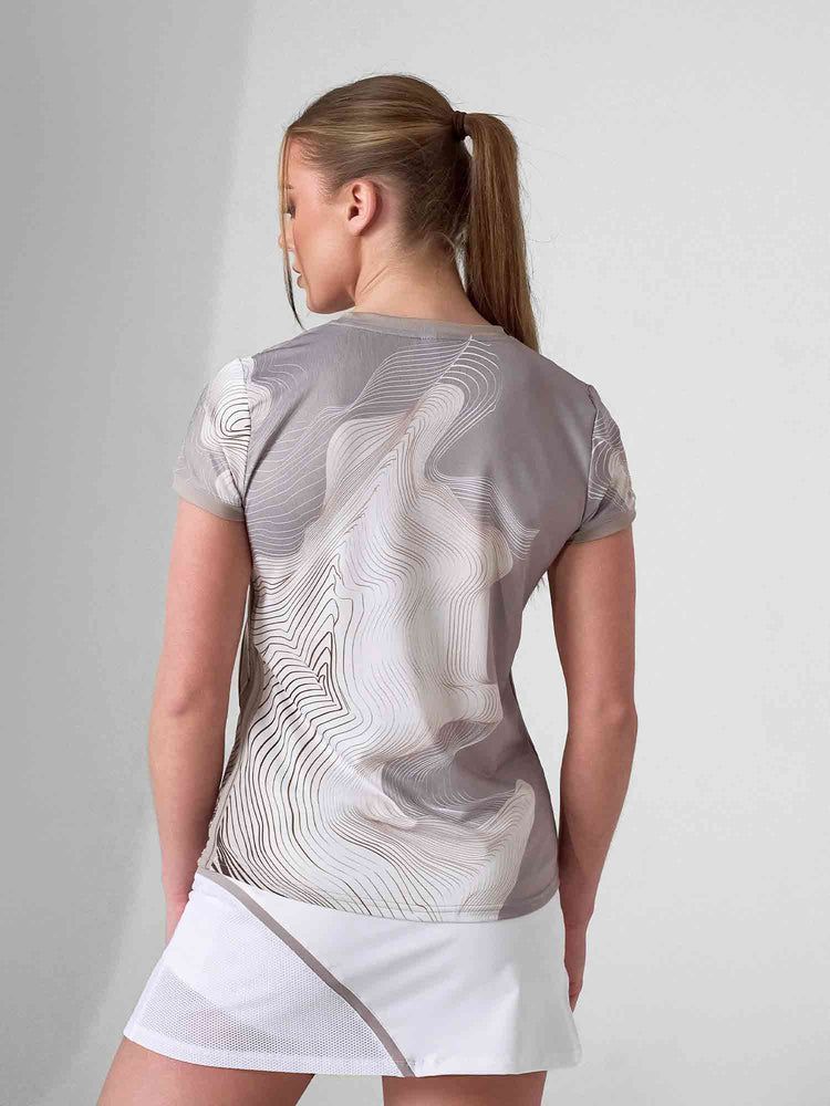 SUSTAINABLE HARPER SHORT SLEEVE CREW NECK - LATTE PRINT Tops - inPhorm NYCLATTE PRINT