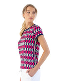Sustainble Harper Short Sleeve Crew Neck - Geo Print Tops - inPhorm NYCGeo Print/Ink/Silver Sand