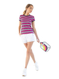 Sustainble Harper Short Sleeve Crew Neck - Geo Print Tops - inPhorm NYCGeo Print/Ink/Silver Sand