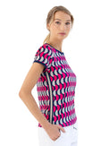 Sustainble Harper Short Sleeve Crew Neck - Geo Print Tops - inPhorm NYCGeo Print/Ink/Silver Sand
